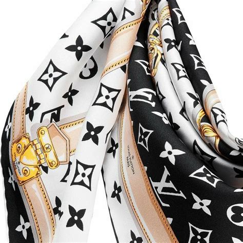 lv gold scarf|louis vuitton scarf women's black.